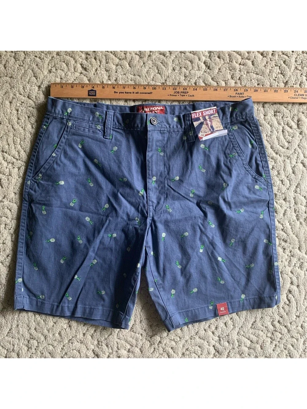 AriZona Chino Shorts Mens 40 Flex Classic Fit Pineapple Blue Cotton New